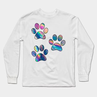 Holographic Paw Prints Long Sleeve T-Shirt